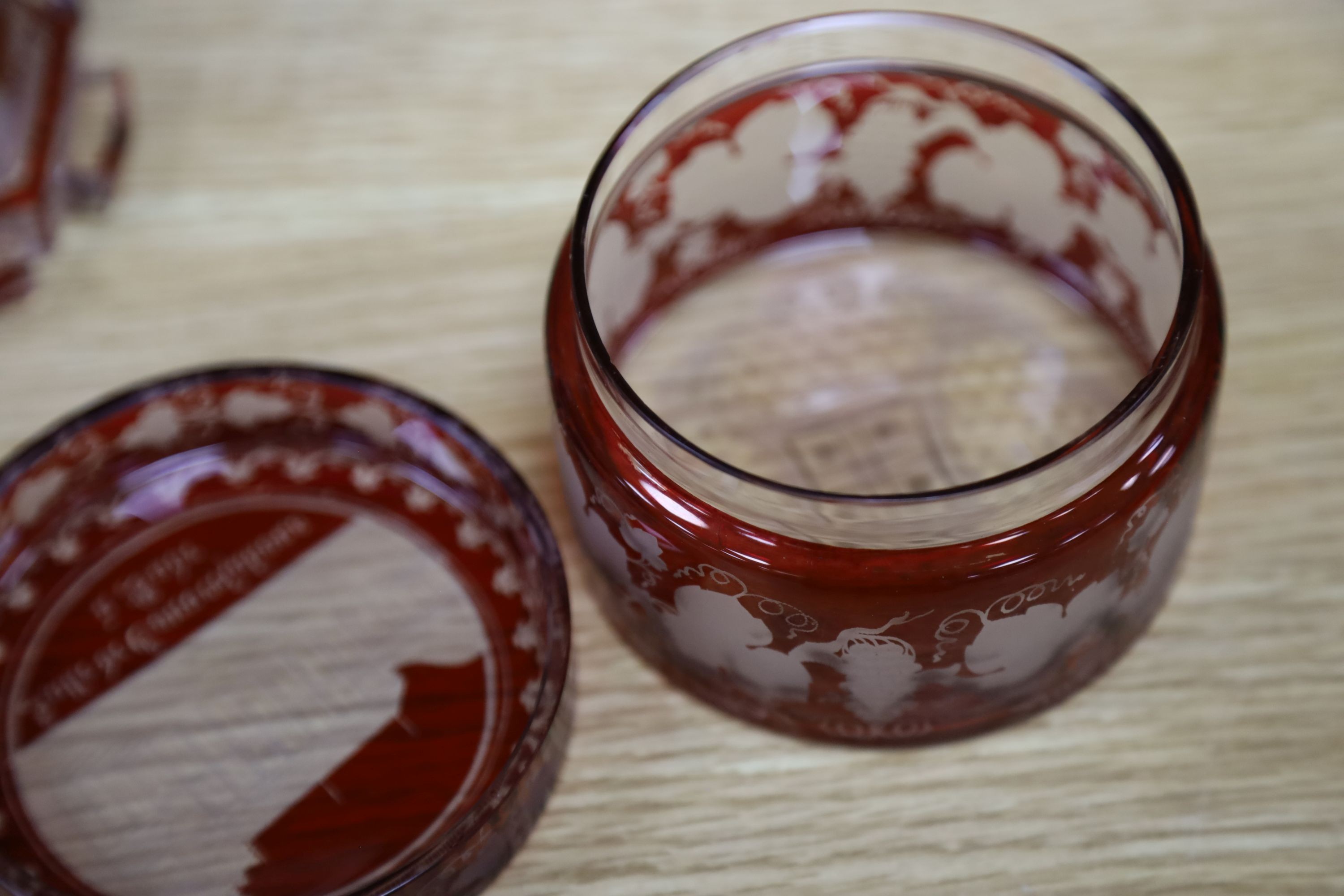 A group of 19th century Bohemian gilt-decorated ruby glassware etc.